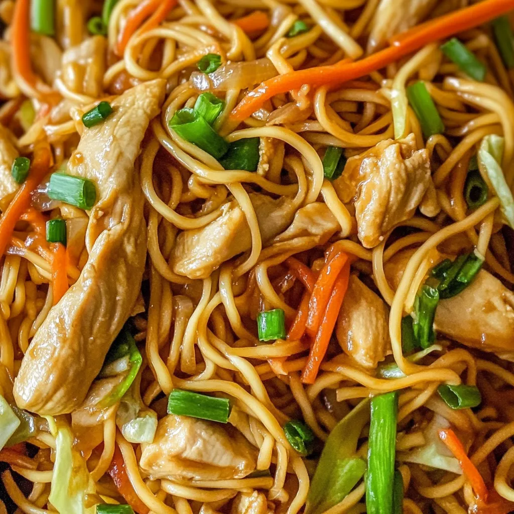 Close-up Chicken Chow Mein with Best Chow Mein Sauce