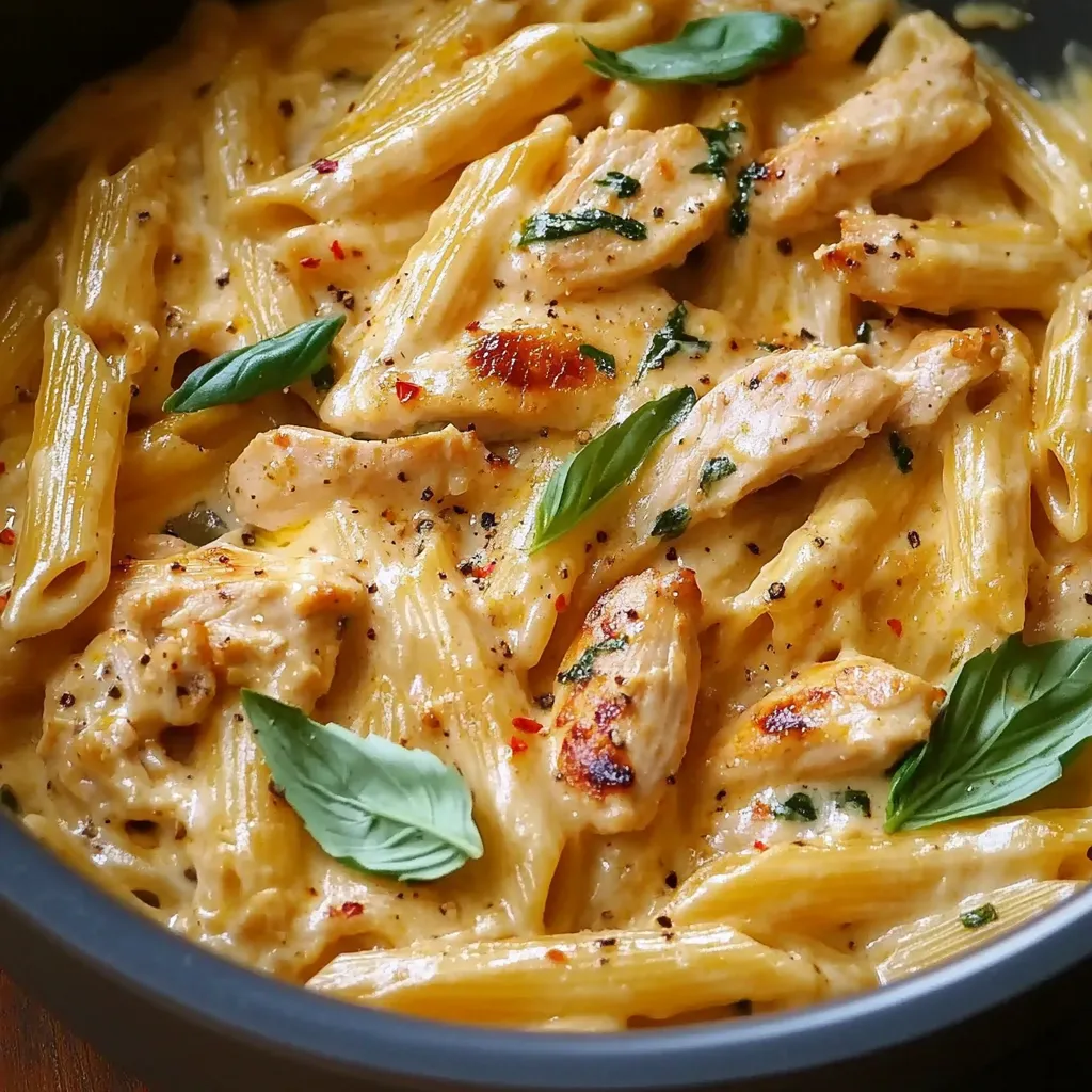 Chicken with mozzarella and pasta