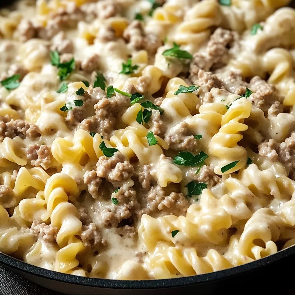 Stovetop Creamy Ground Beef Pasta