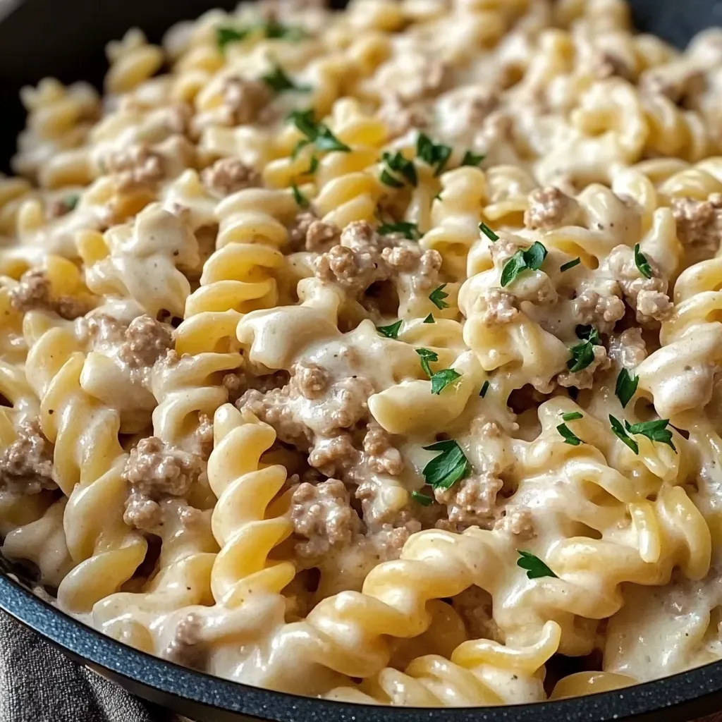 Creamy Beef Pasta on Stovetop