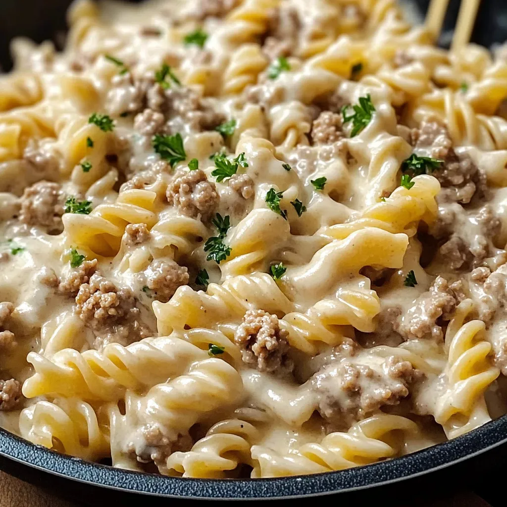 Stovetop Creamy Beef Pasta Easy Comfort Food
