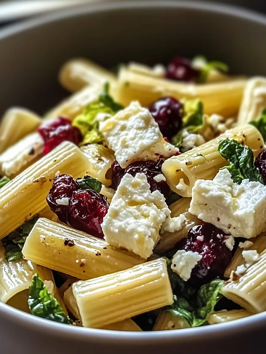 Best Feta & Cranberry Rigatoni Salad with Lemon Vinaigrette Recipe