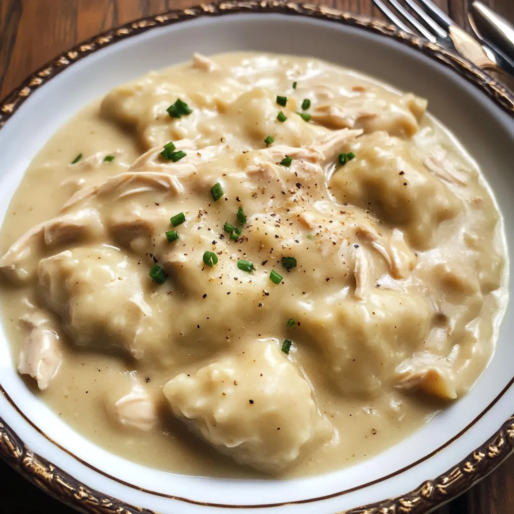Close-up Copycat Cracker Barrel Chicken and Dumplings