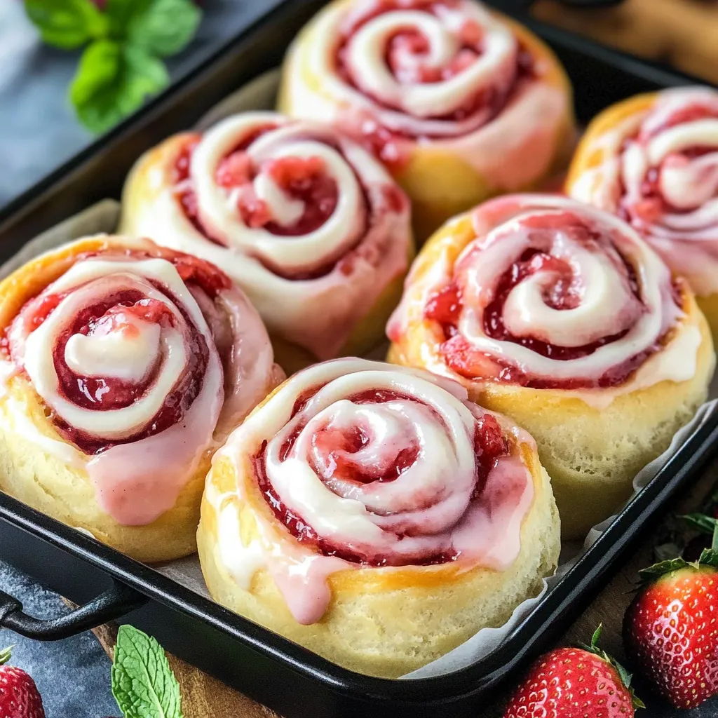Fresh Strawberry Cinnamon Cheesecake Rolls
