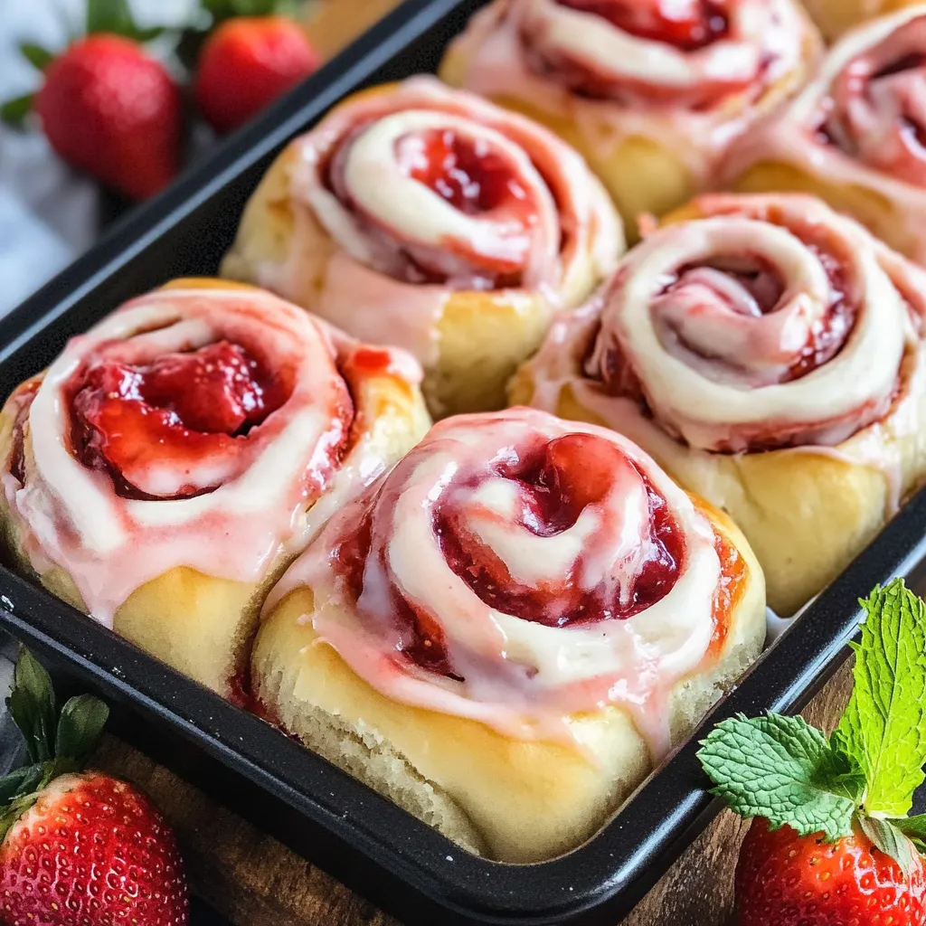 Close-up Strawberry Cheesecake Cinnabon Rolls Recipe