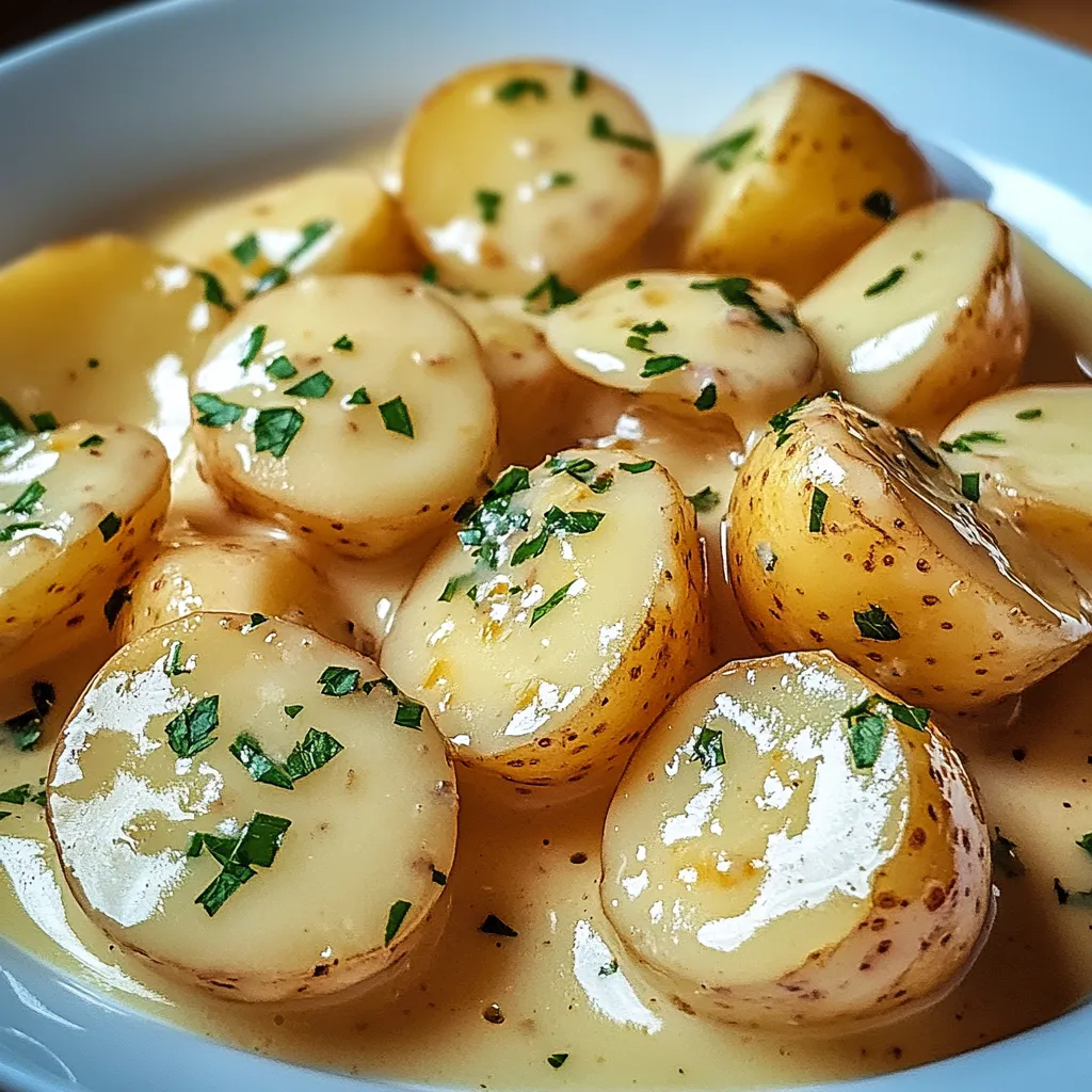 Easy Creamy Garlic Sauce Baby Potatoes