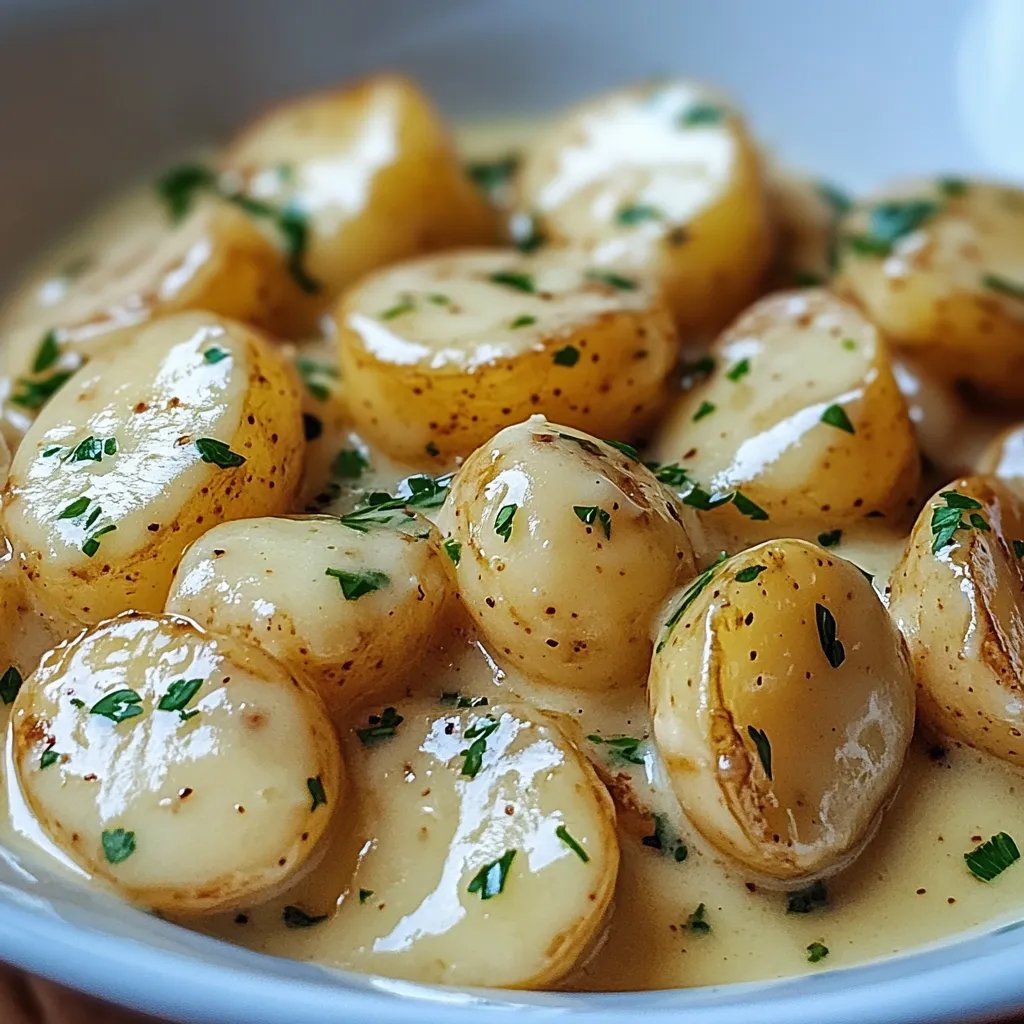 Creamy Garlic Sauce Baby Potatoes Recipe