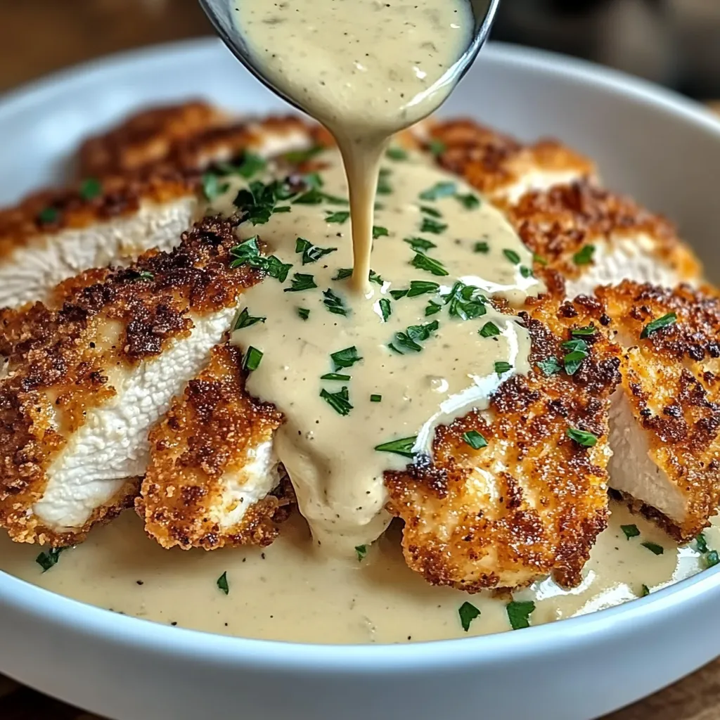 Parmesan Crusted Chicken with Creamy Garlic Sauce Recipe