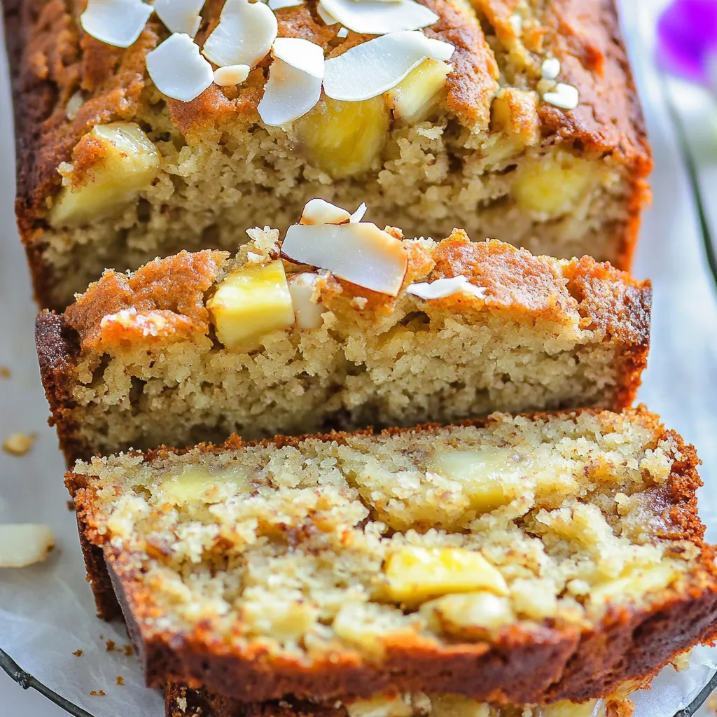 Banana Bread with Pineapple, Coconut and Macadamia Nuts