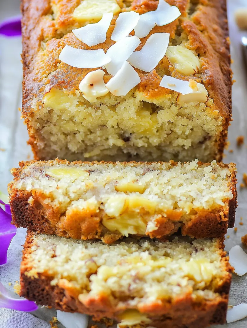 Hawaiian Banana Bread with Pineapple, Coconut & Macadamia Nuts