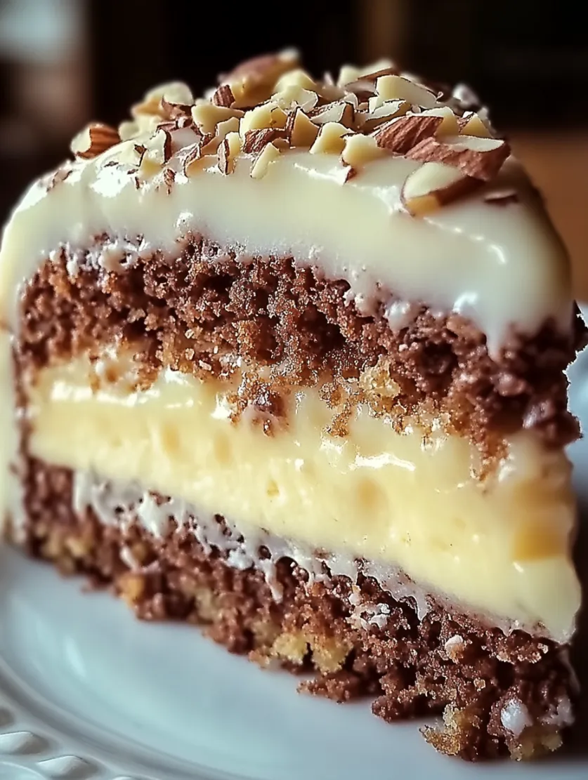 White German Chocolate Cake with a Cheesecake Center