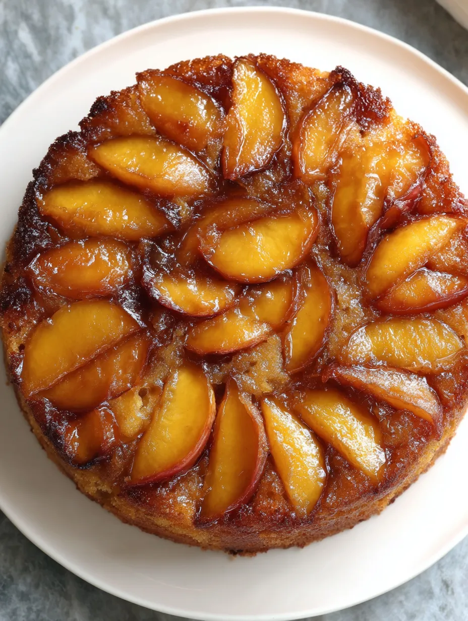 A cake with peaches on top.
