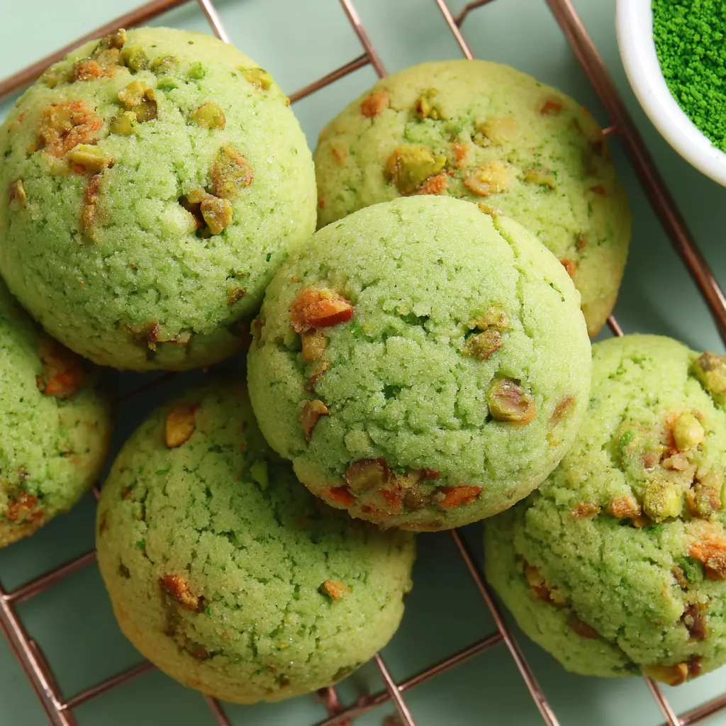 Green cookies on a wire rack.