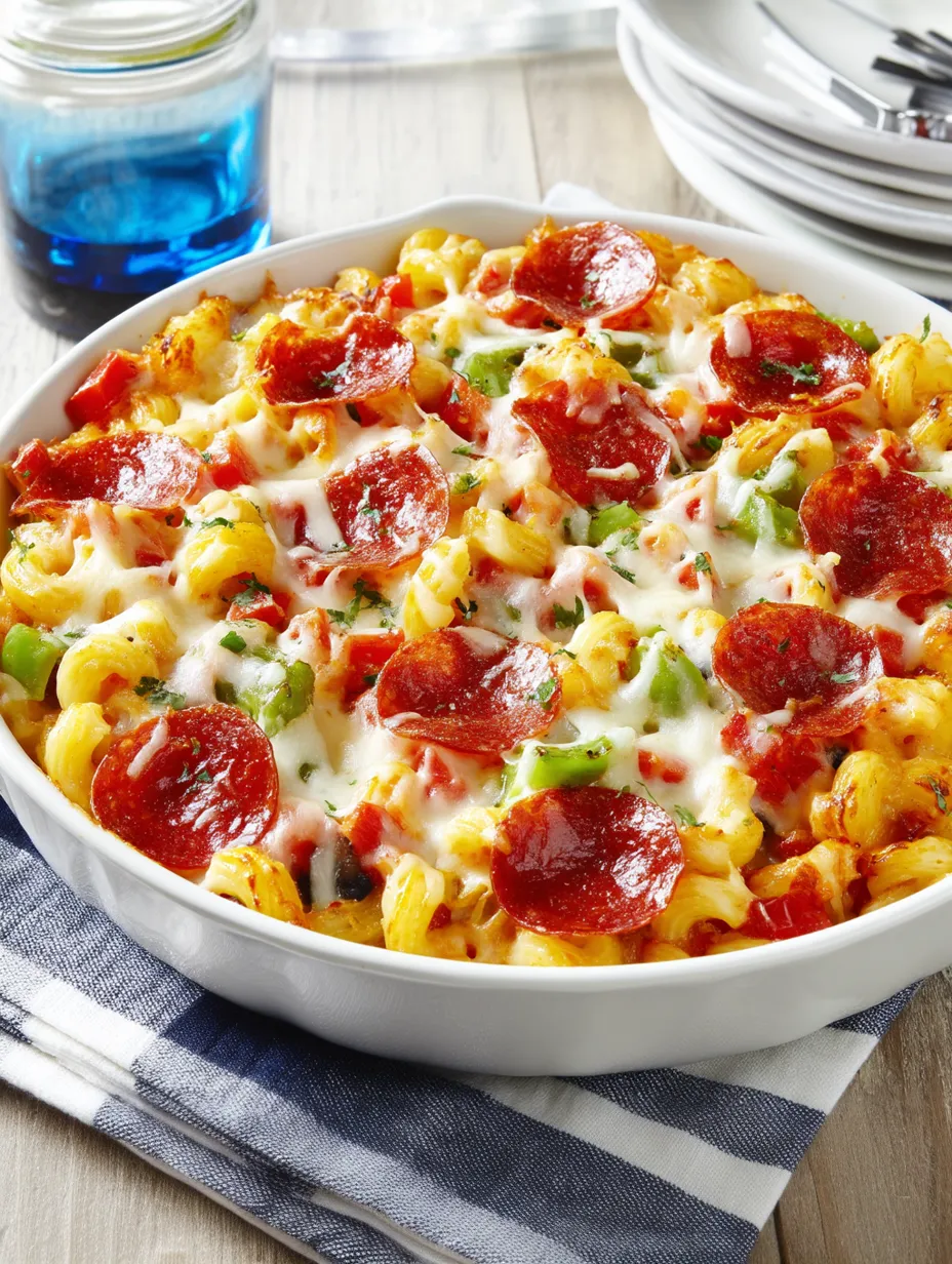 A bowl of macaroni and cheese with pepperoni.