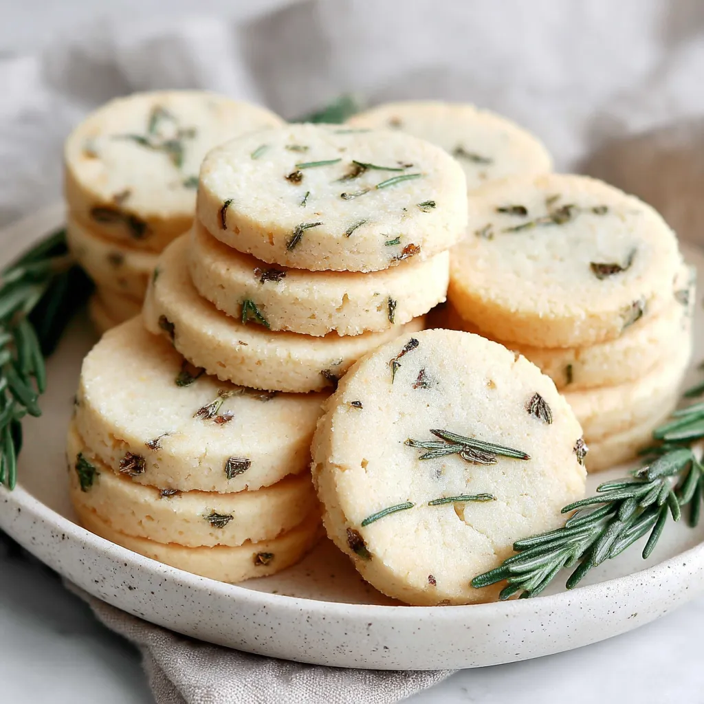 A stack of cookies with herbs on top.