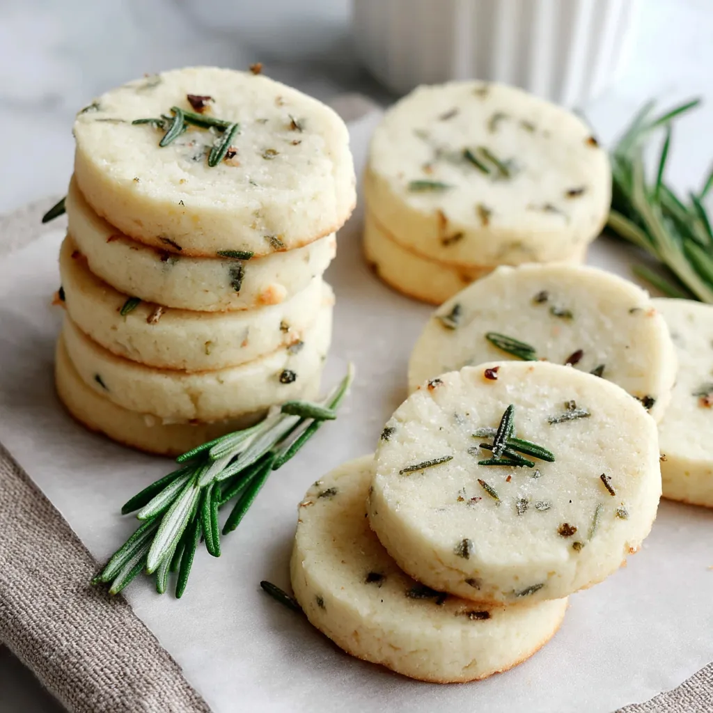 A stack of cookies with herbs on top.