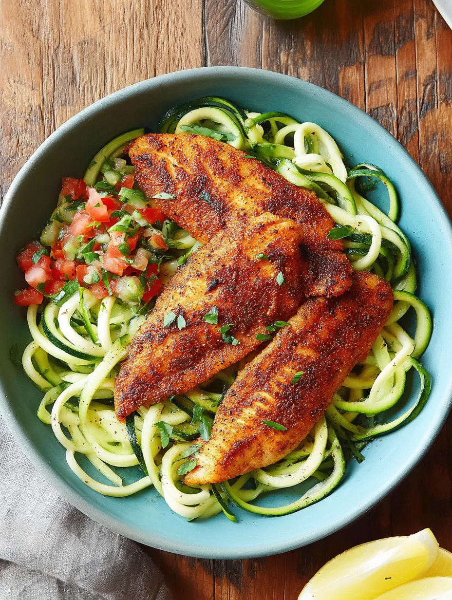 A bowl of food with chicken, zucchini, tomatoes, and spices.