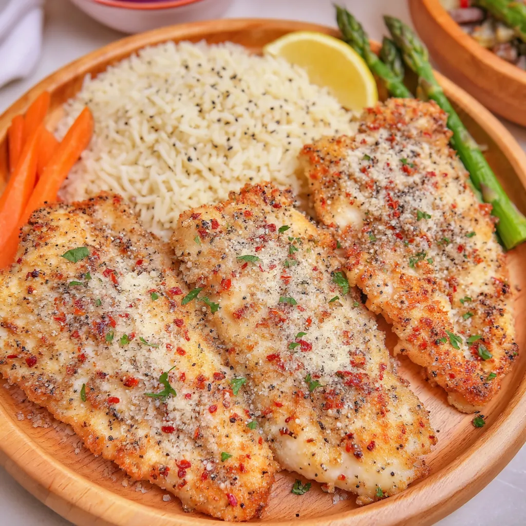 A plate of food with rice, chicken, and asparagus.
