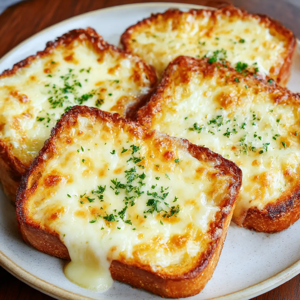 Mozzarella Texas Toast loaded with buttery garlic and bubbling cheese