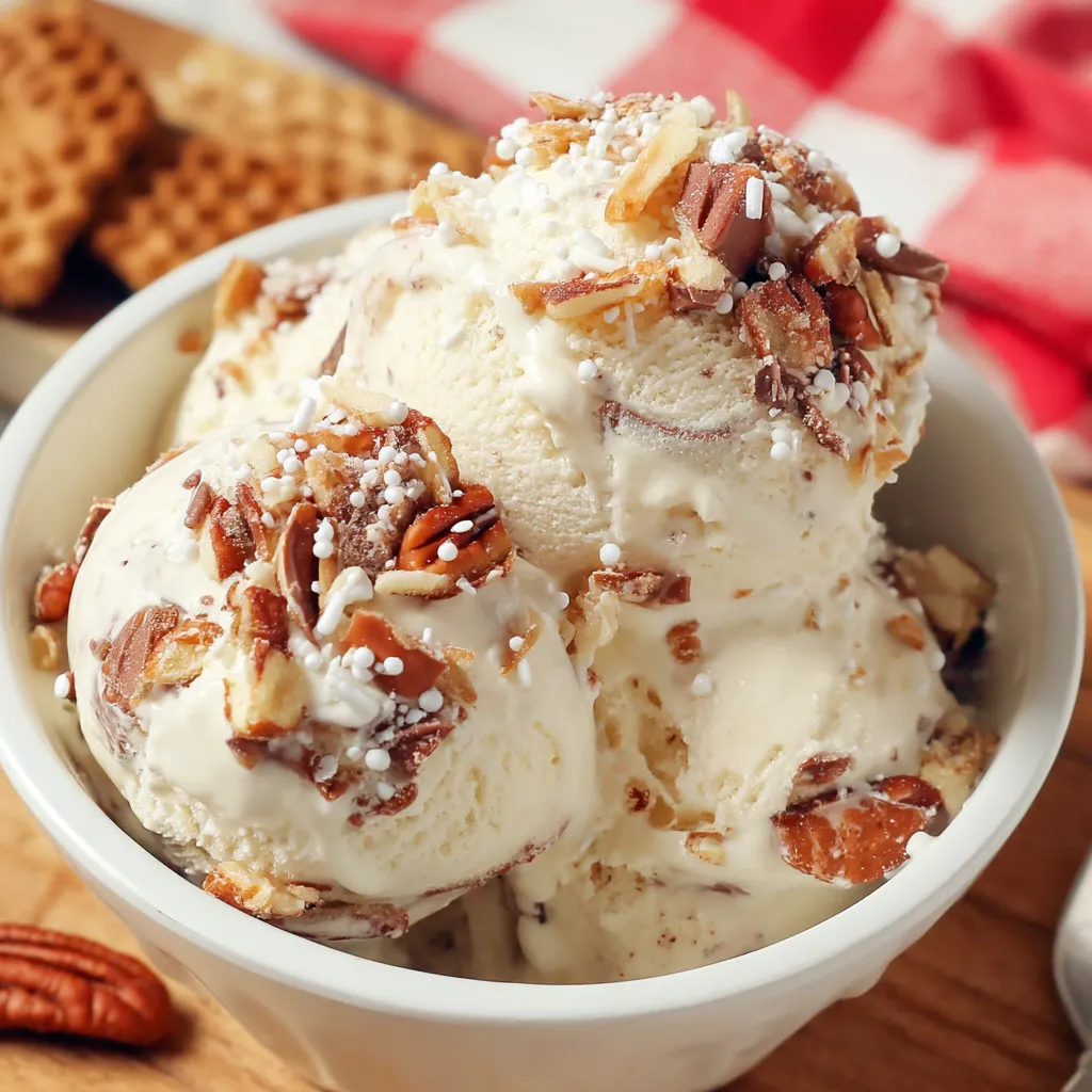 A bowl of ice cream with nuts on top.