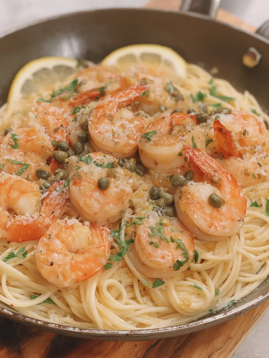 A bowl of shrimp and pasta.