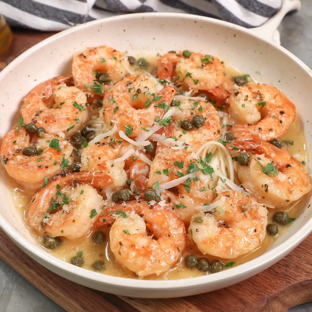 A bowl of shrimp with a white sauce.