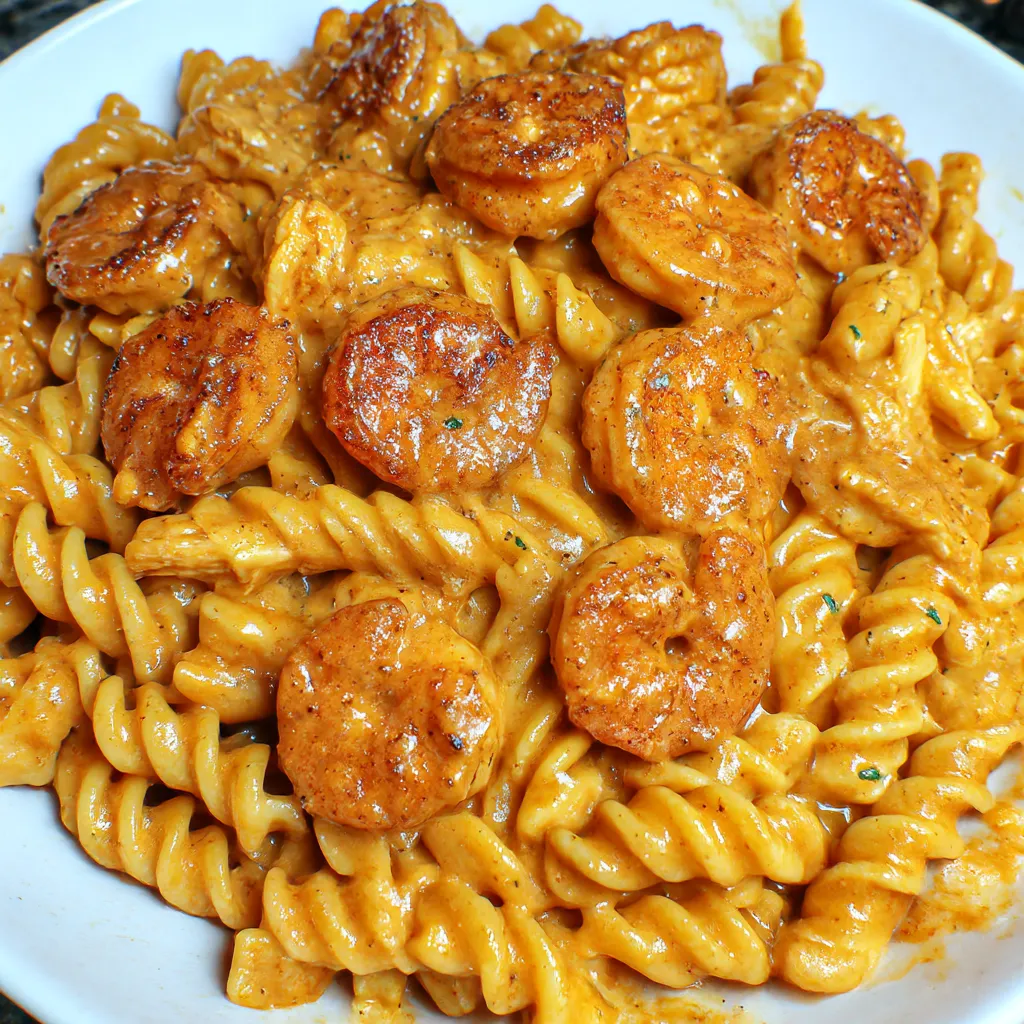 Cajun Shrimp and Chicken Pasta: Spicy, Cheesy, and Comforting
