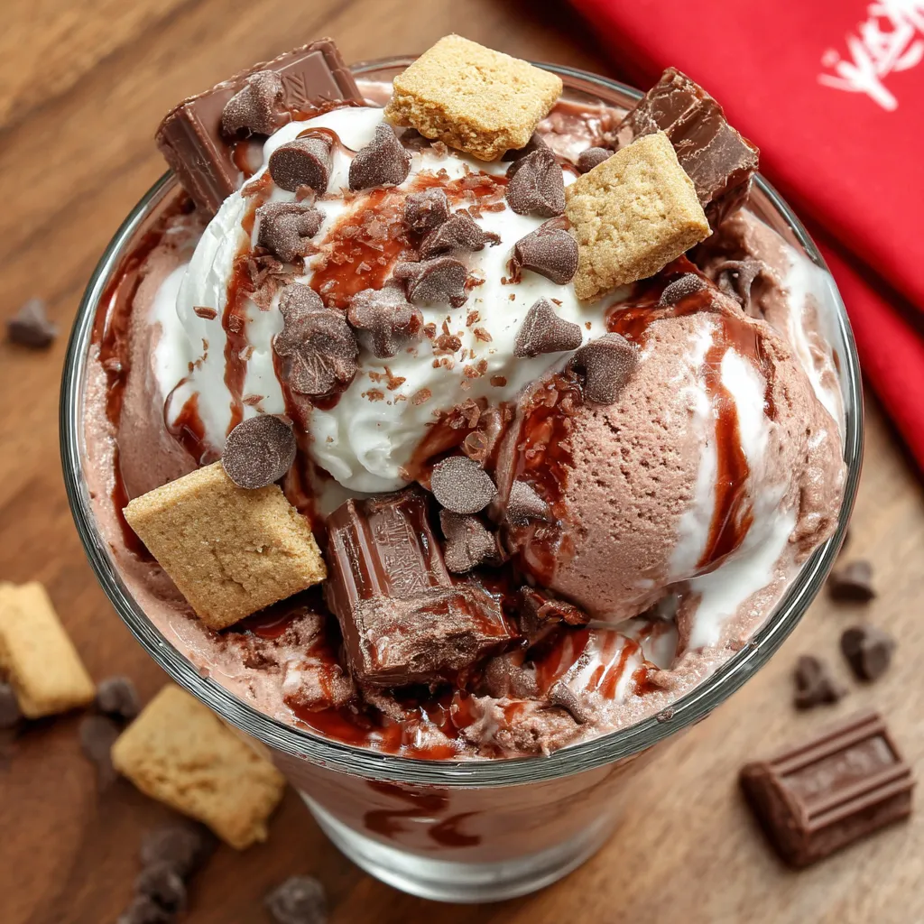 A glass of chocolate ice cream with chocolate chips and a cookie.