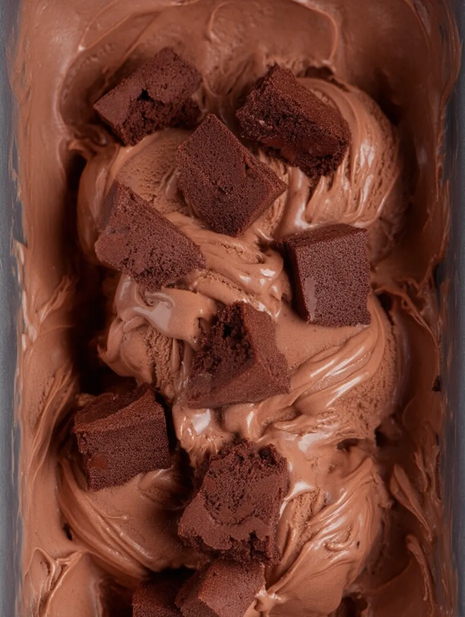 Chocolate ice cream with chocolate chunks.
