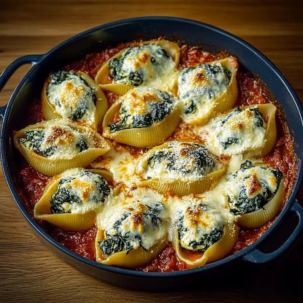 Spinach Ricotta Shells fresh from the oven