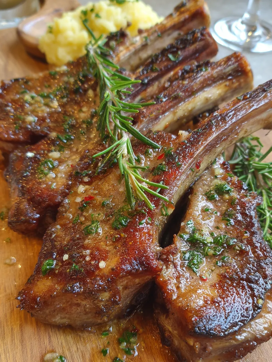 A pile of meat with herbs on top.