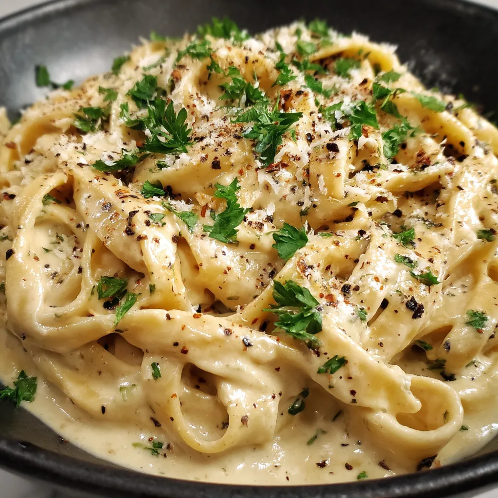 A bowl of pasta with herbs on top.