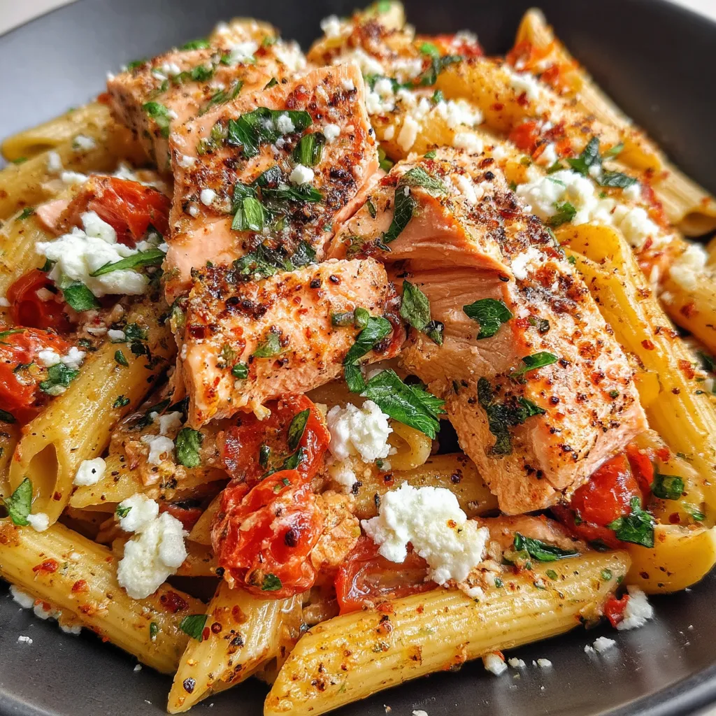 A bowl of pasta with chicken and tomatoes.