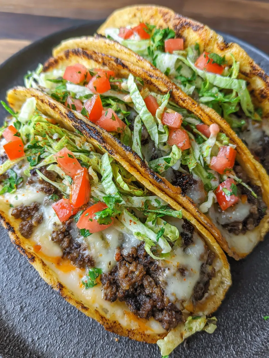 Two tacos with lettuce and tomatoes.