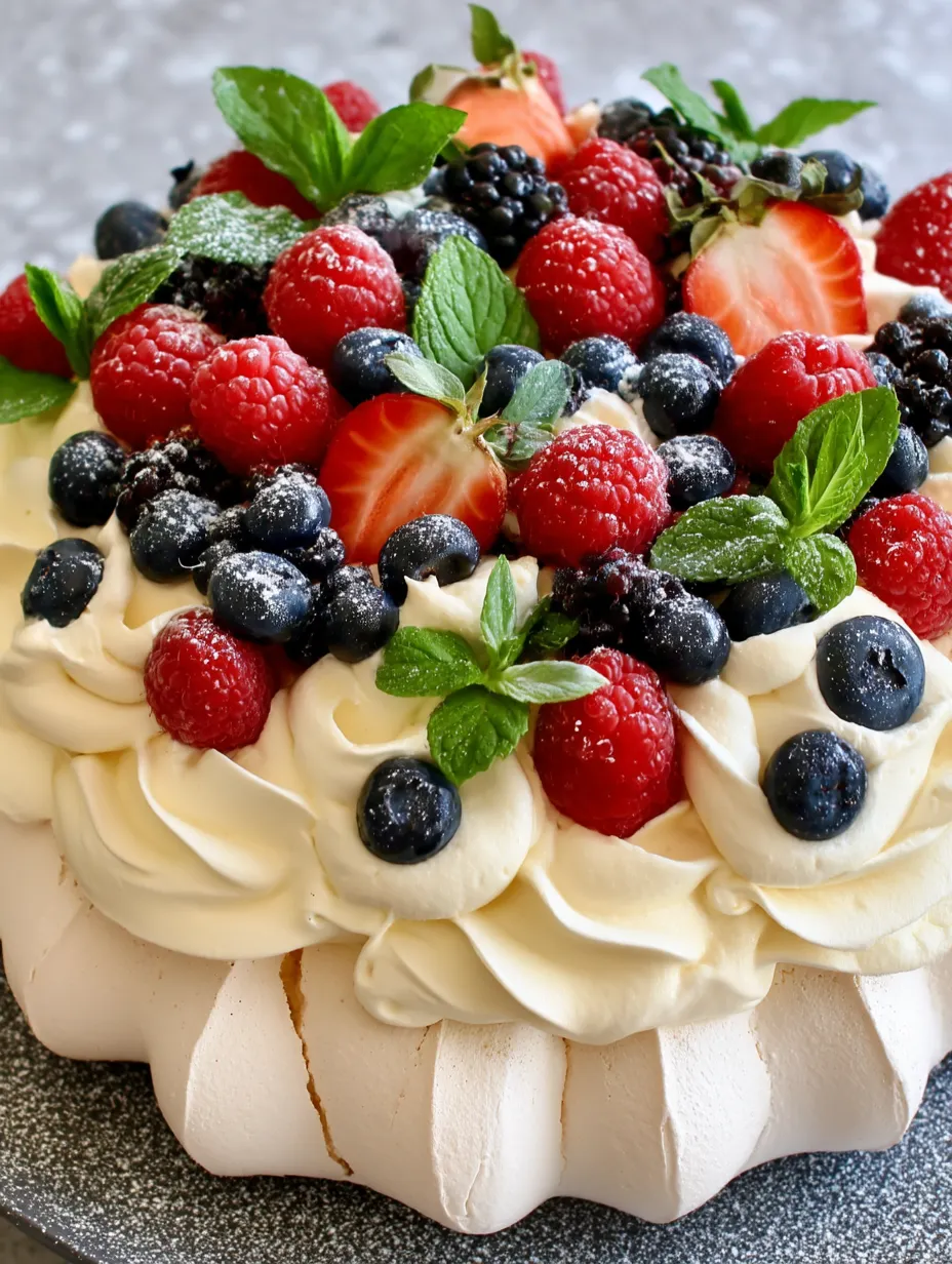 A cake with berries and mint on top.