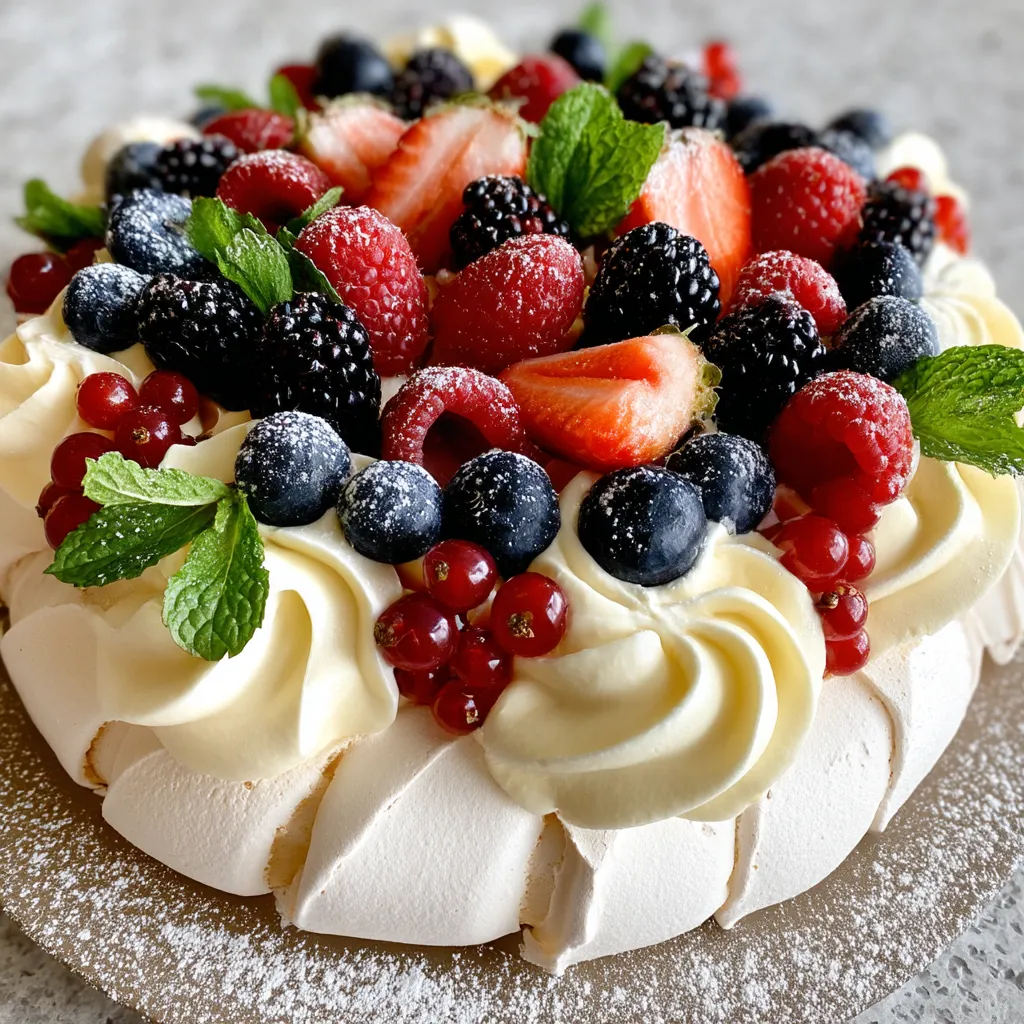 A cake with berries and mint.
