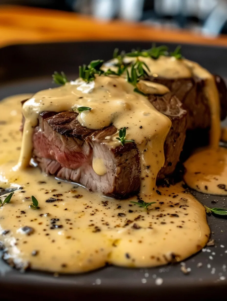Juicy Steak with Creamy Garlic Sauce