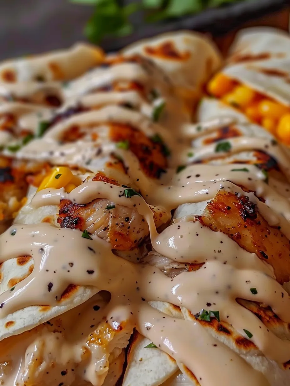 Cheesy Garlic Chicken Wraps
