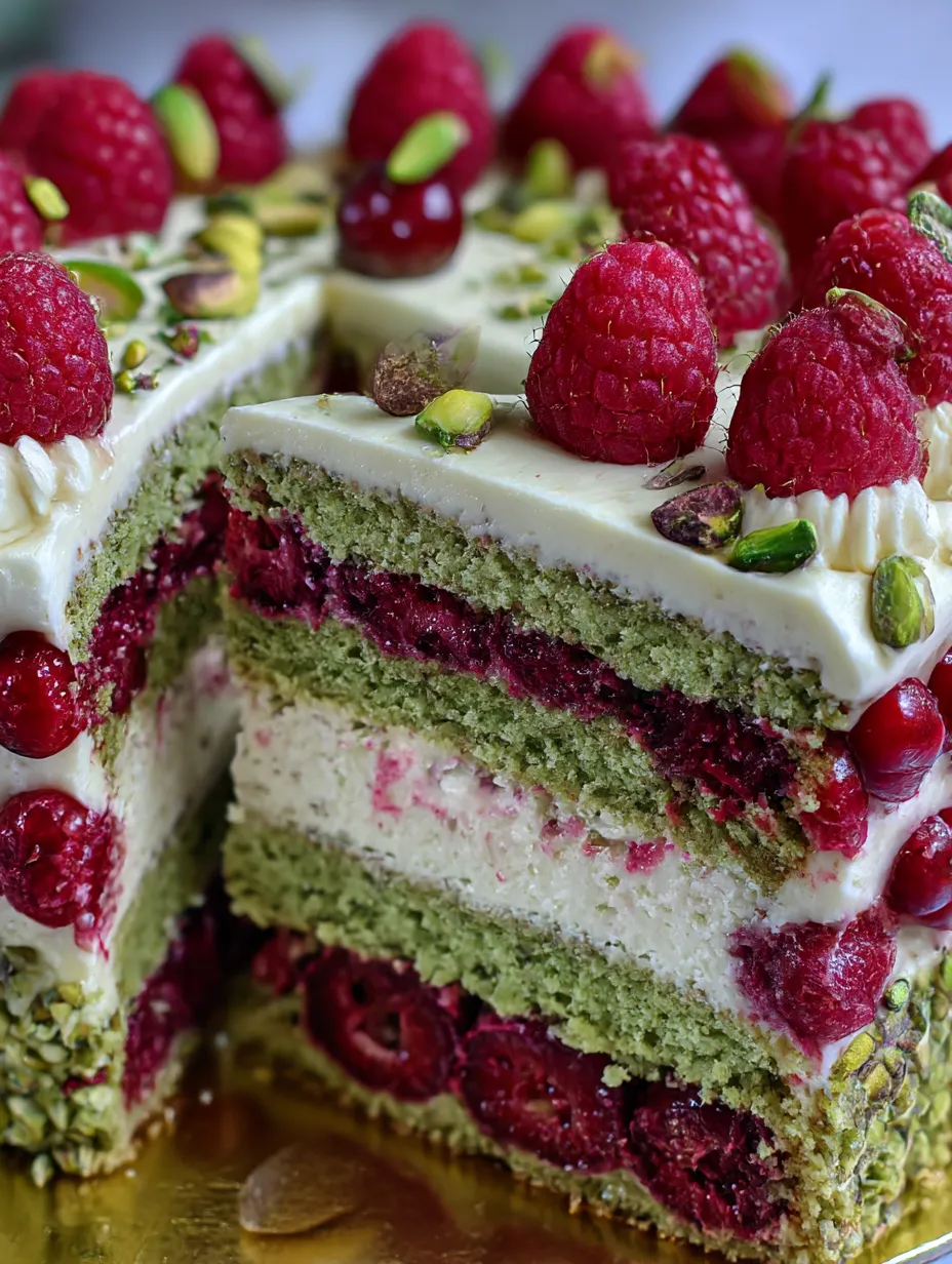 Heavenly Pistachio Raspberry Dream Cake