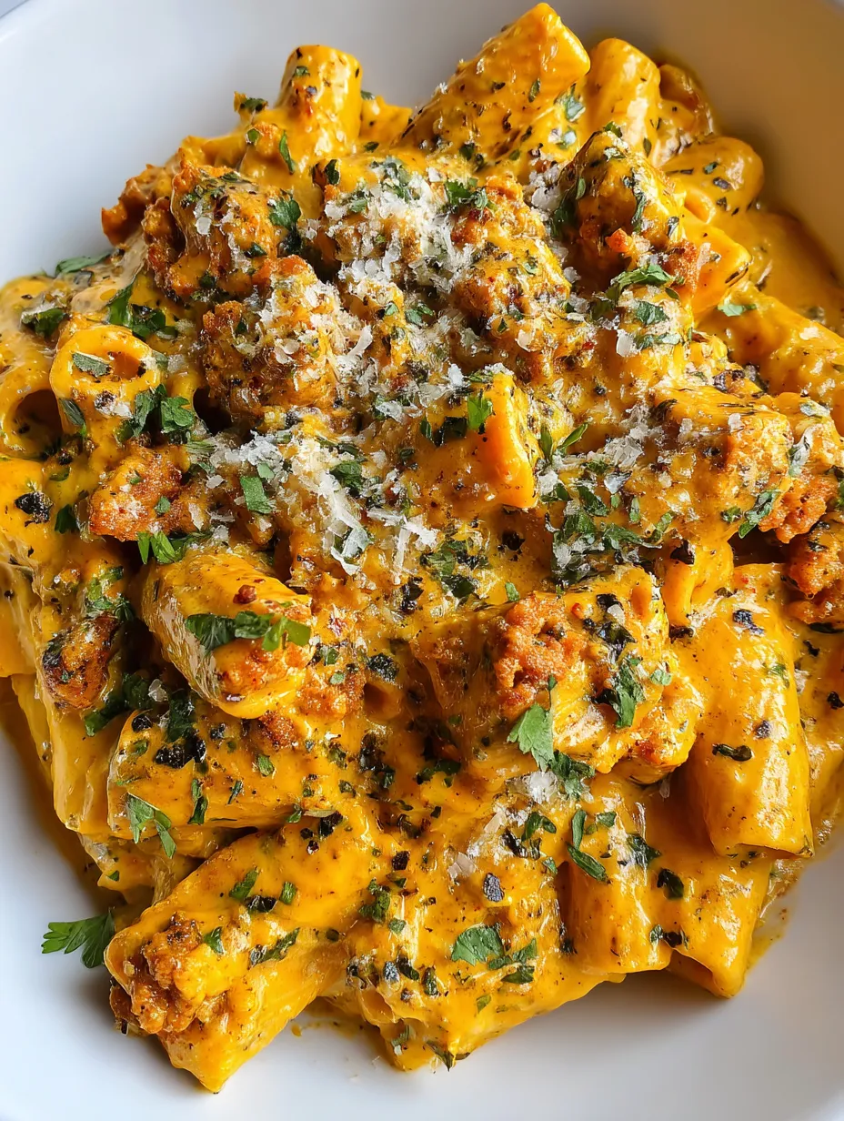 A plate of pasta with cheese and herbs.