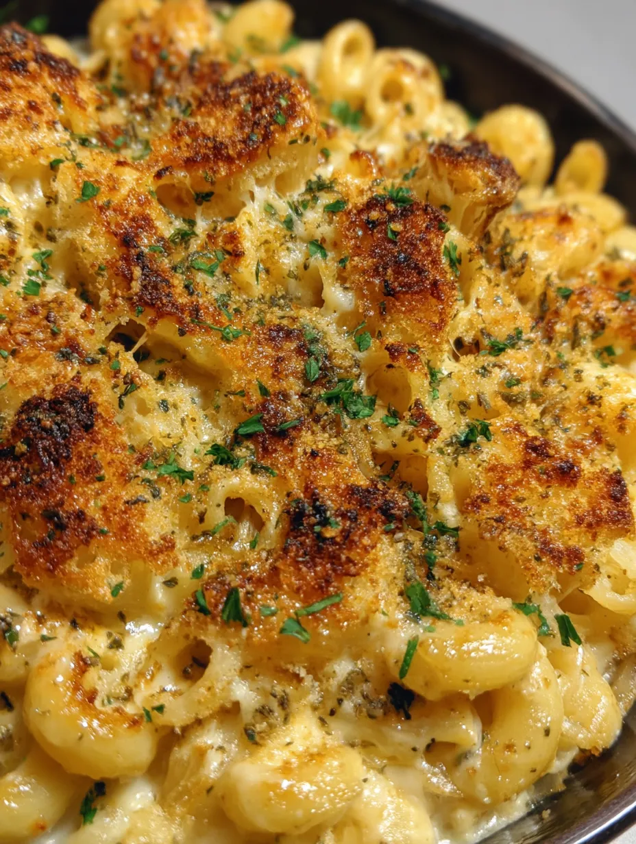 A close up of a delicious macaroni and cheese dish.