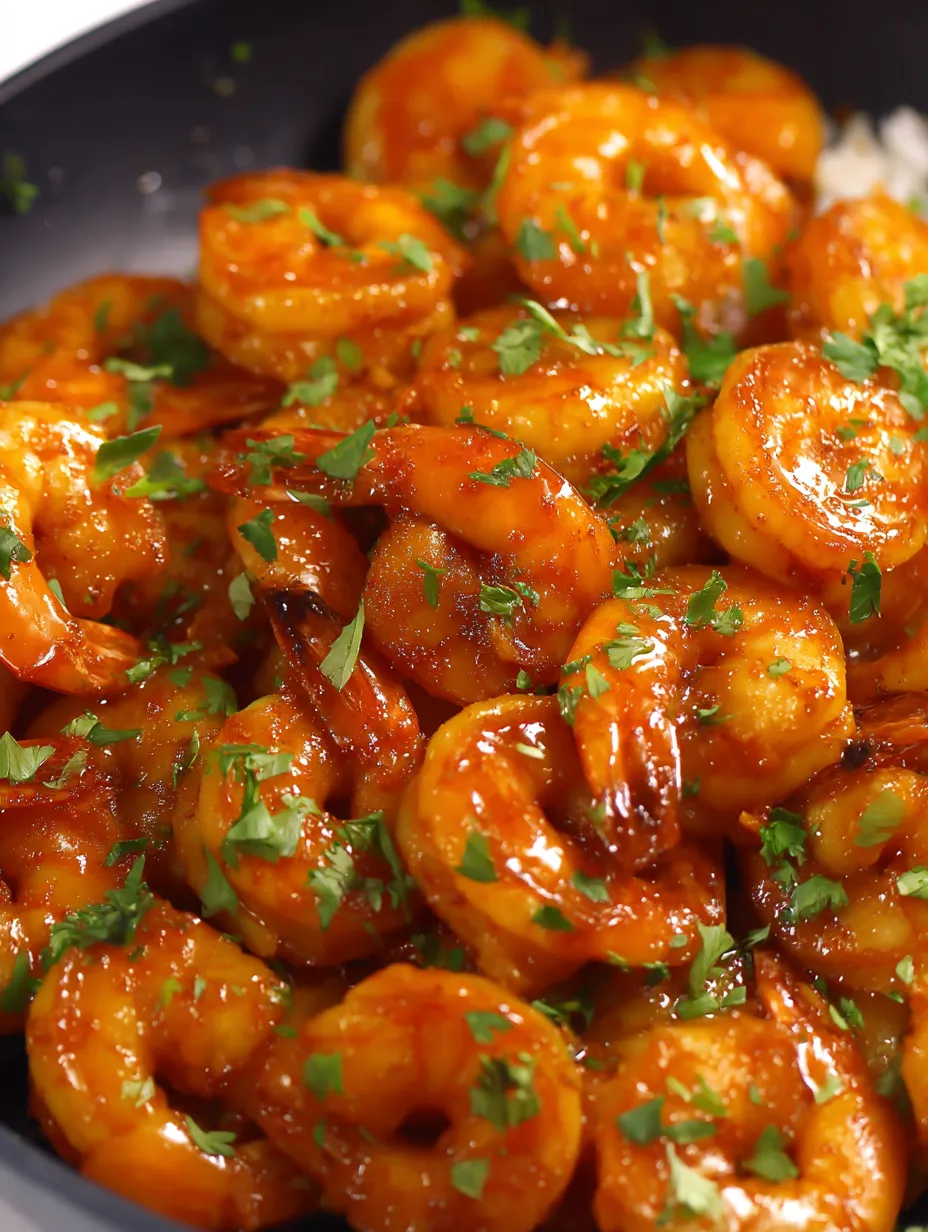 A bowl of shrimp with green herbs.