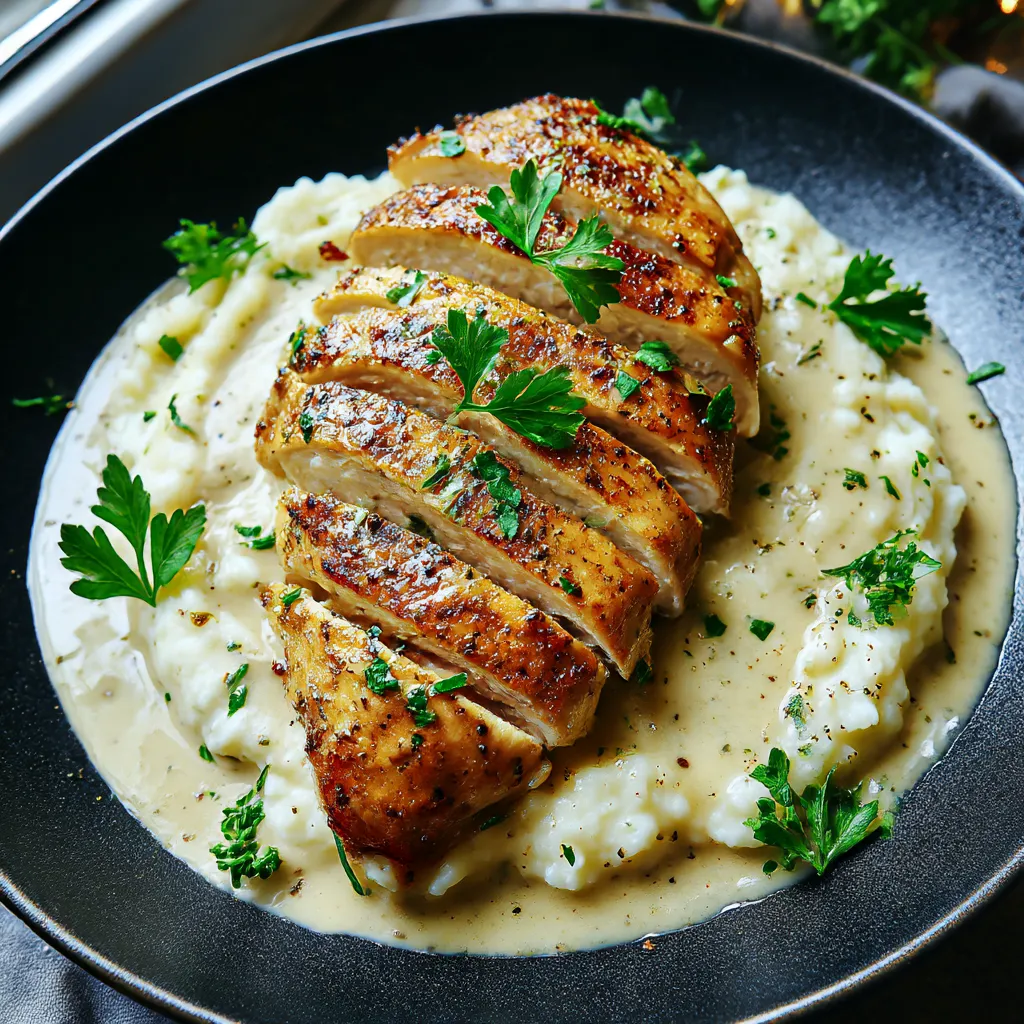Chicken and potatoes served together on a plate.