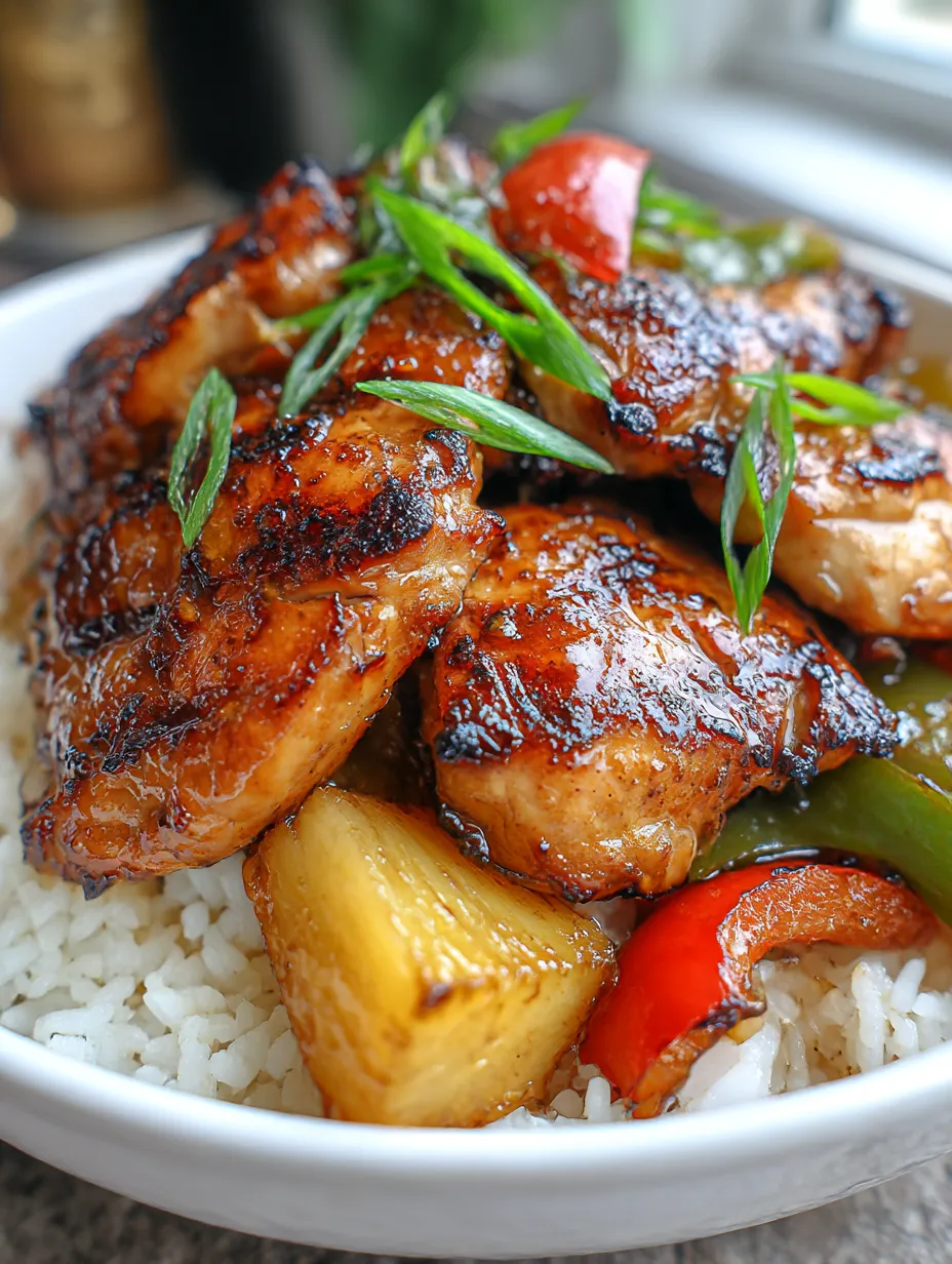 A bowl loaded with Huli Huli Chicken pieces.