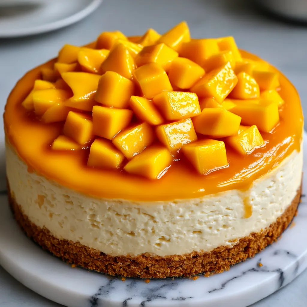 One dreamy slice of mango cheesecake sitting pretty.