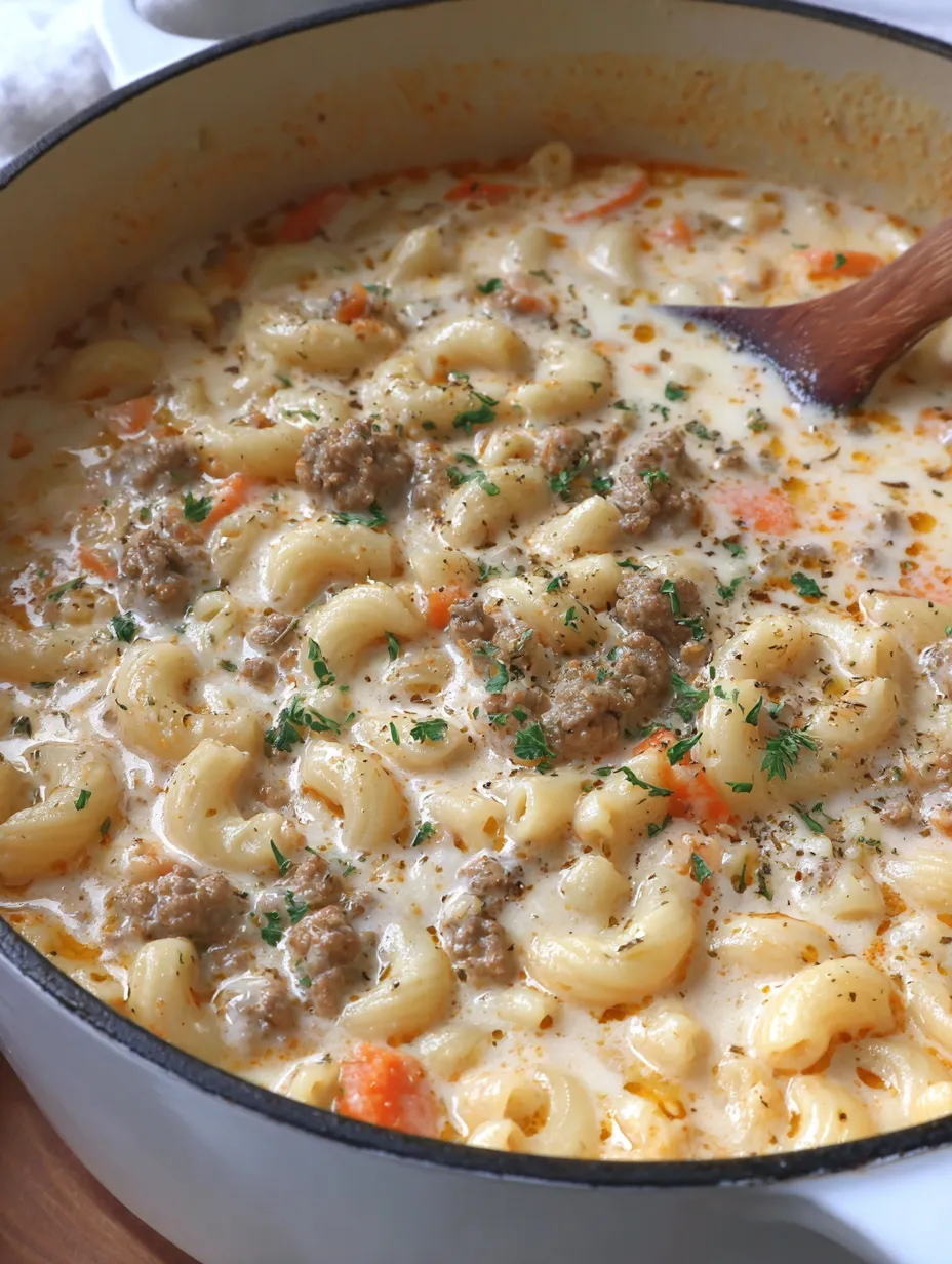Eine Schüssel mit macaroni und käse, die mit einer Gabel gestochen wird.