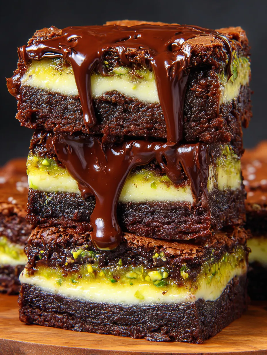Layers of chocolate and glossy chocolate glaze on a dessert.