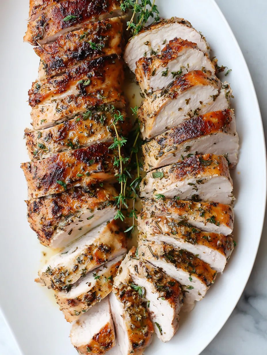 Sliced pieces of grilled meat arranged on a serving platter.