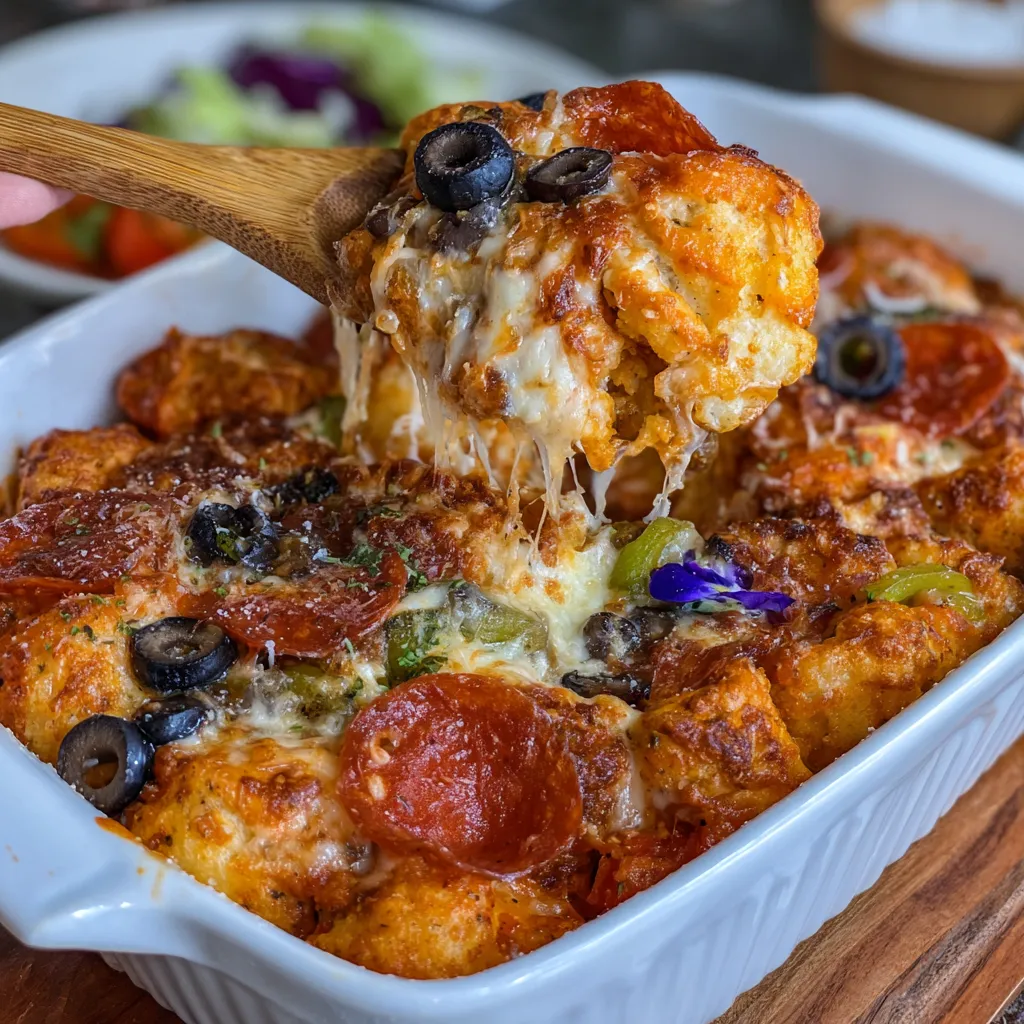 A white plate holding a mashup of pizza, lasagna, and a bit of salad.
