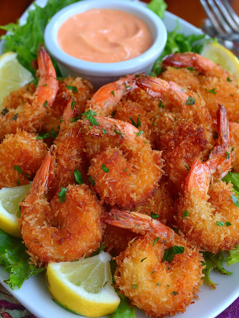 A plate stacked with fresh seafood, including shrimp, topped with onions and a drizzle of sauce.